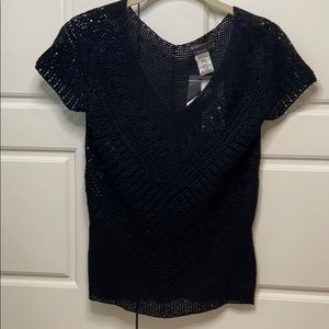 BCBG crochet black top